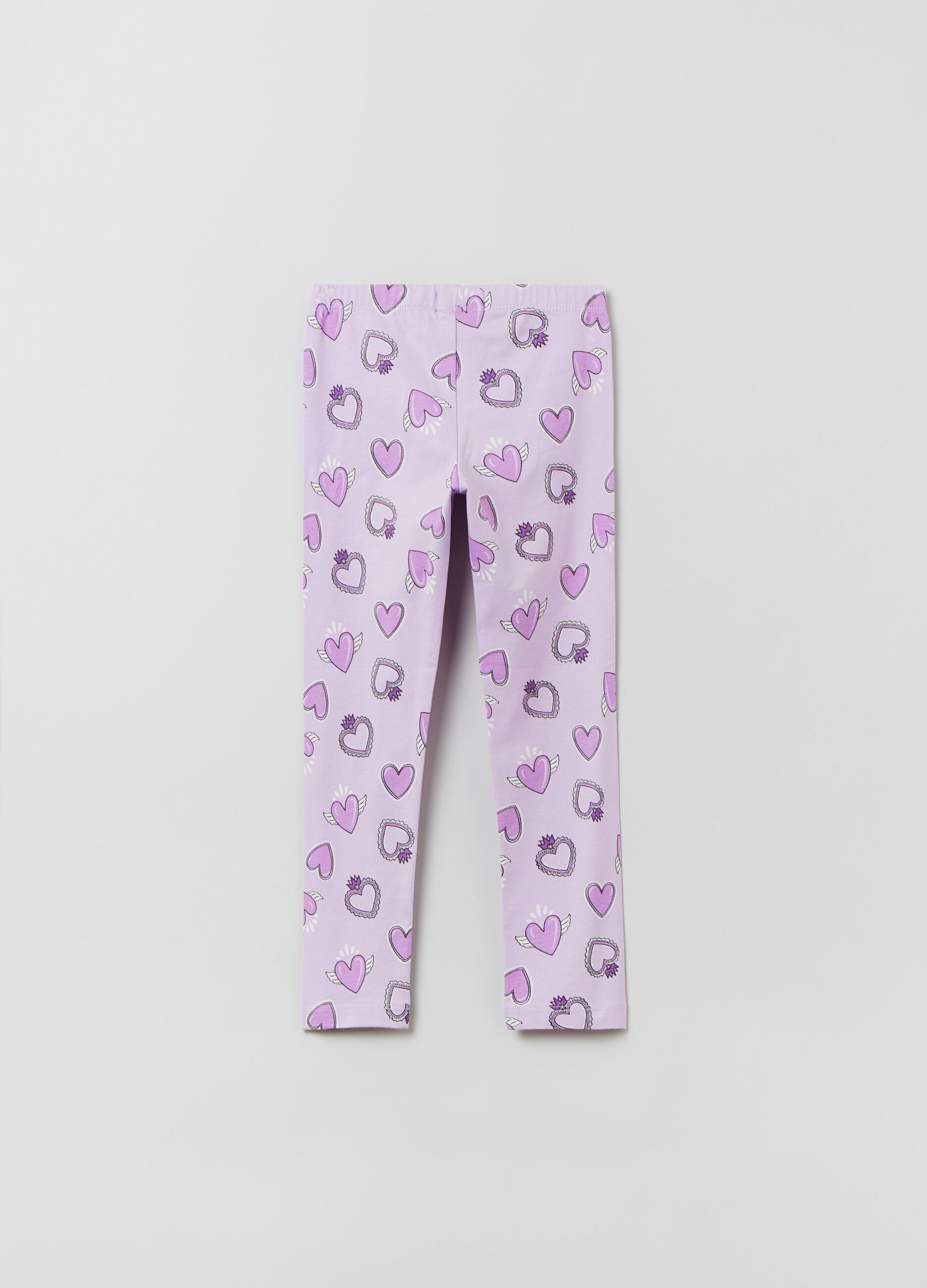 Leggings in stretch cotton with heart print