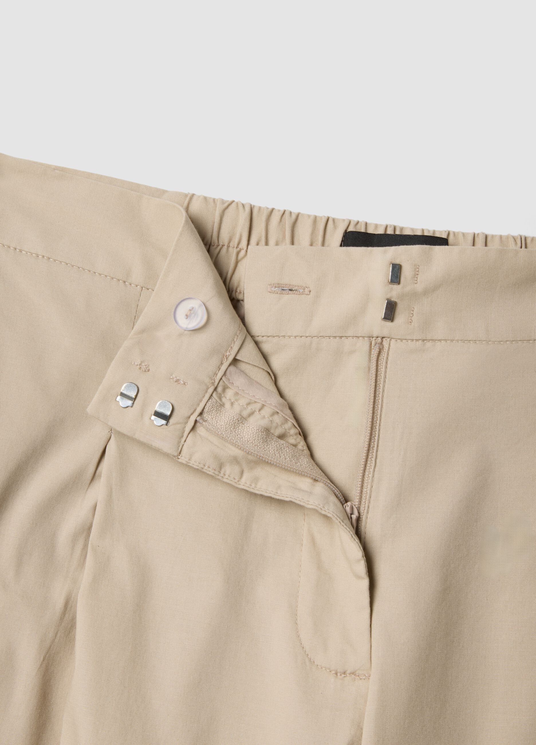 Beige stretch cotton palazzo trousers