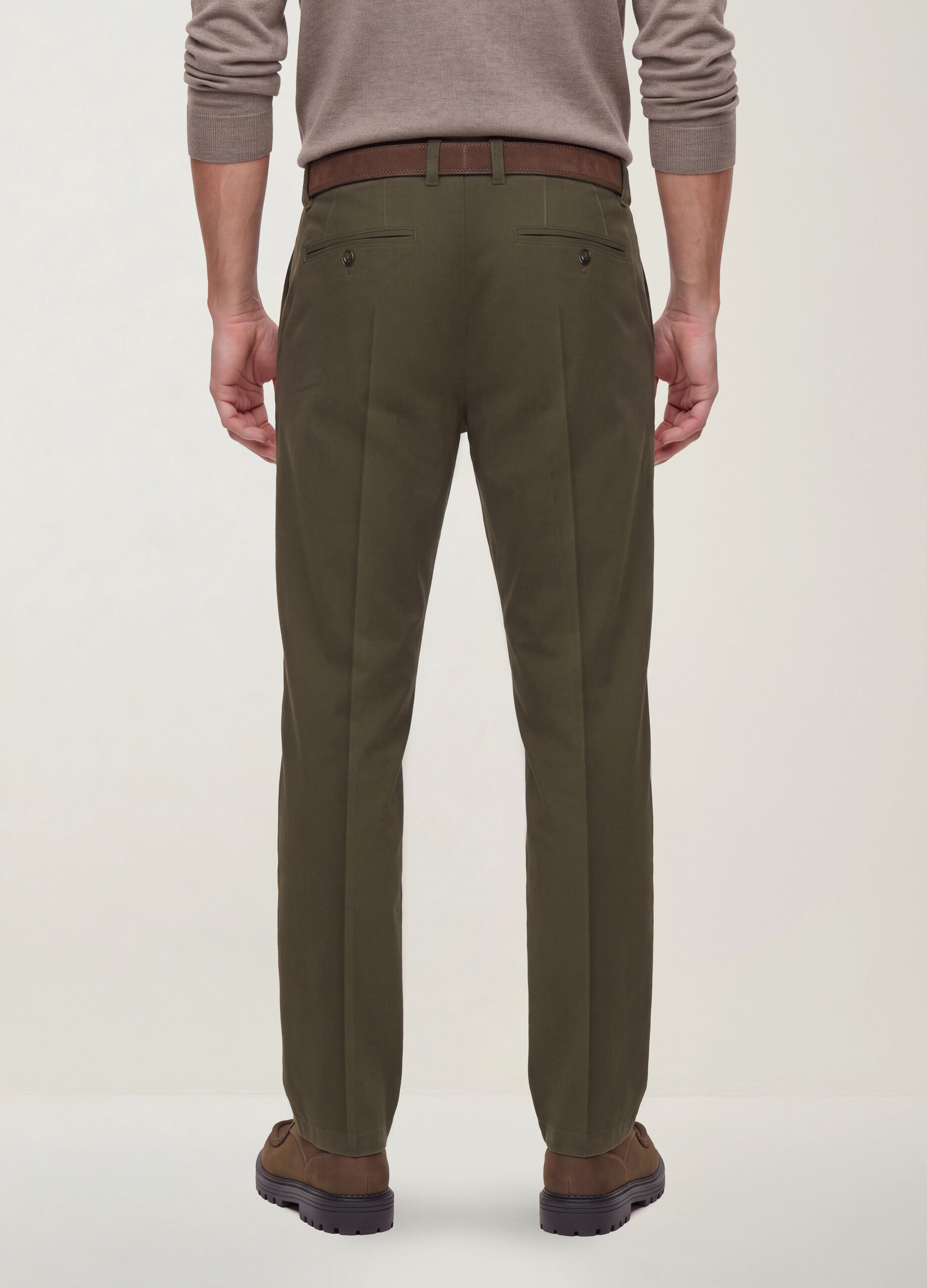 Green slim-fit stretch cotton twill chino trousers