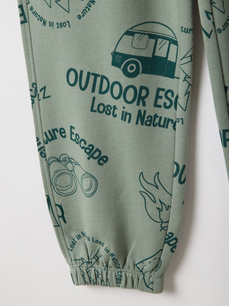 Children's green pure cotton regular fit trousers with print_3