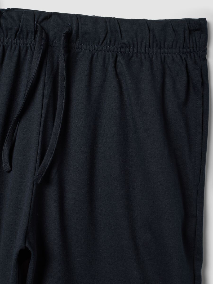 Blue pure organic cotton pyjamas with Henley collar_1