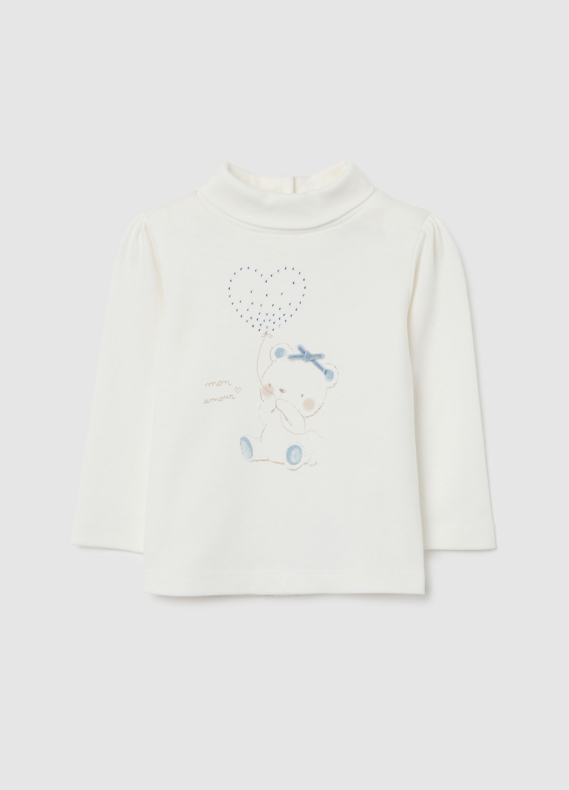 Baby girl cotton jersey top white regular fit