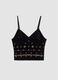 Black fitted stretch-fabric top with thin straps_0