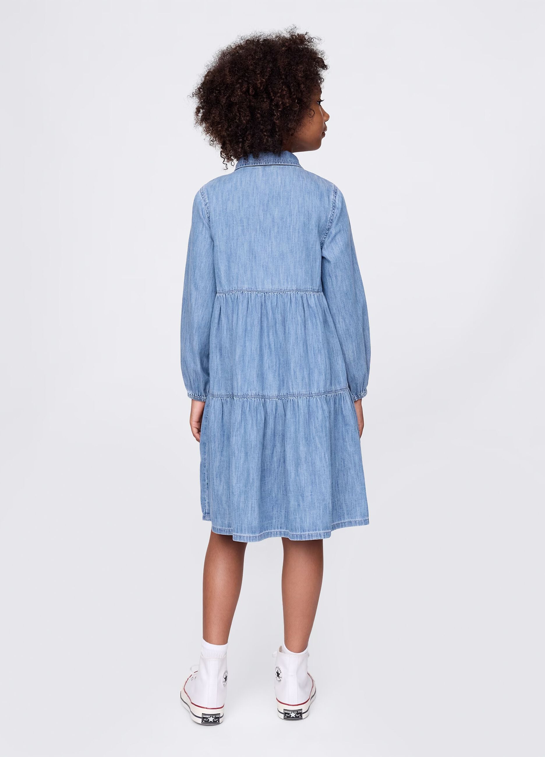 Denim dress with flounces