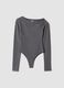 Asymmetrical Bodysuit Washed Grey_0