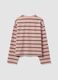 Pink pure cotton striped sweatshirt with crew neck, relaxed fit_2