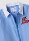 Light blue gingham nursery apron with zip and machine embroidery_2