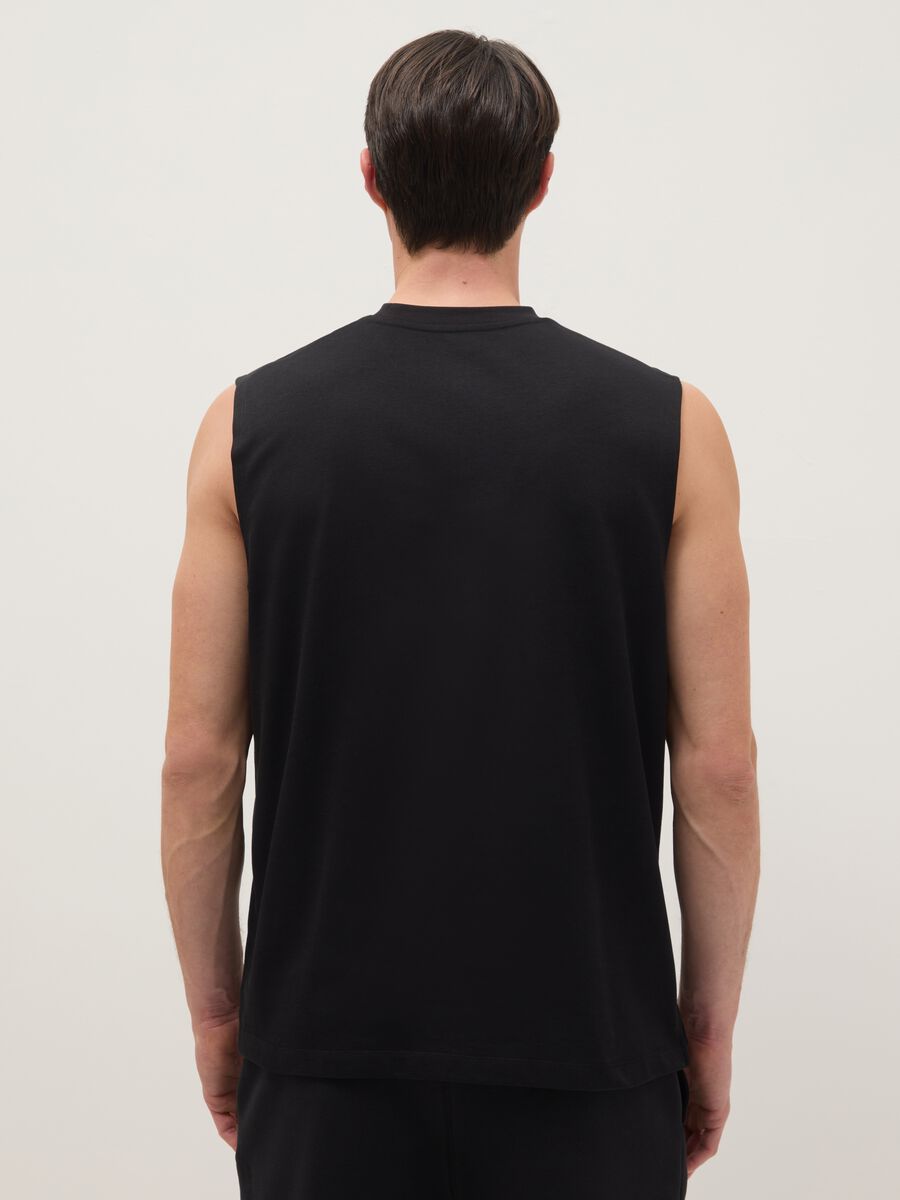 Black cotton blend vest regular fit_2