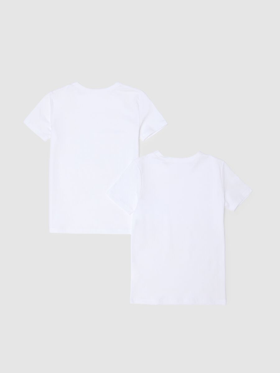 Lot de deux t-shirts en coton stretch blanc pour enfants, coupe r&eacute;guli&egrave;re_1