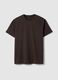Brown regular fit crew neck T-shirt in pure cotton_0