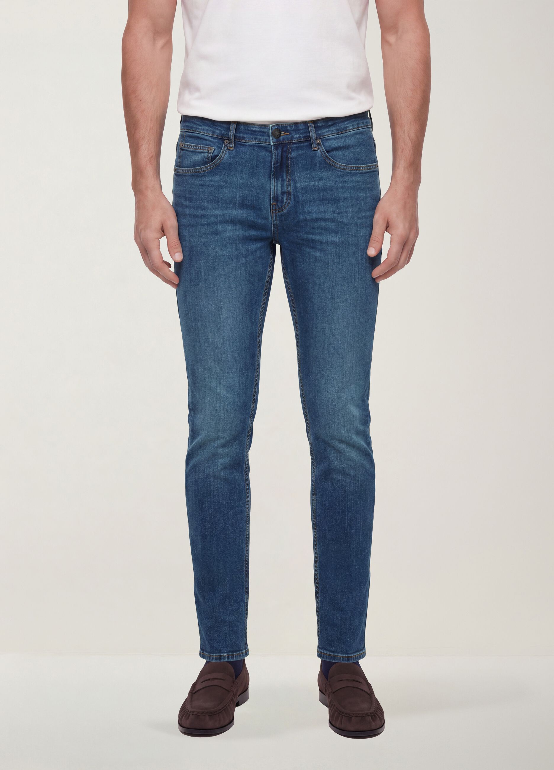 Blue skinny stretch-cotton jeans