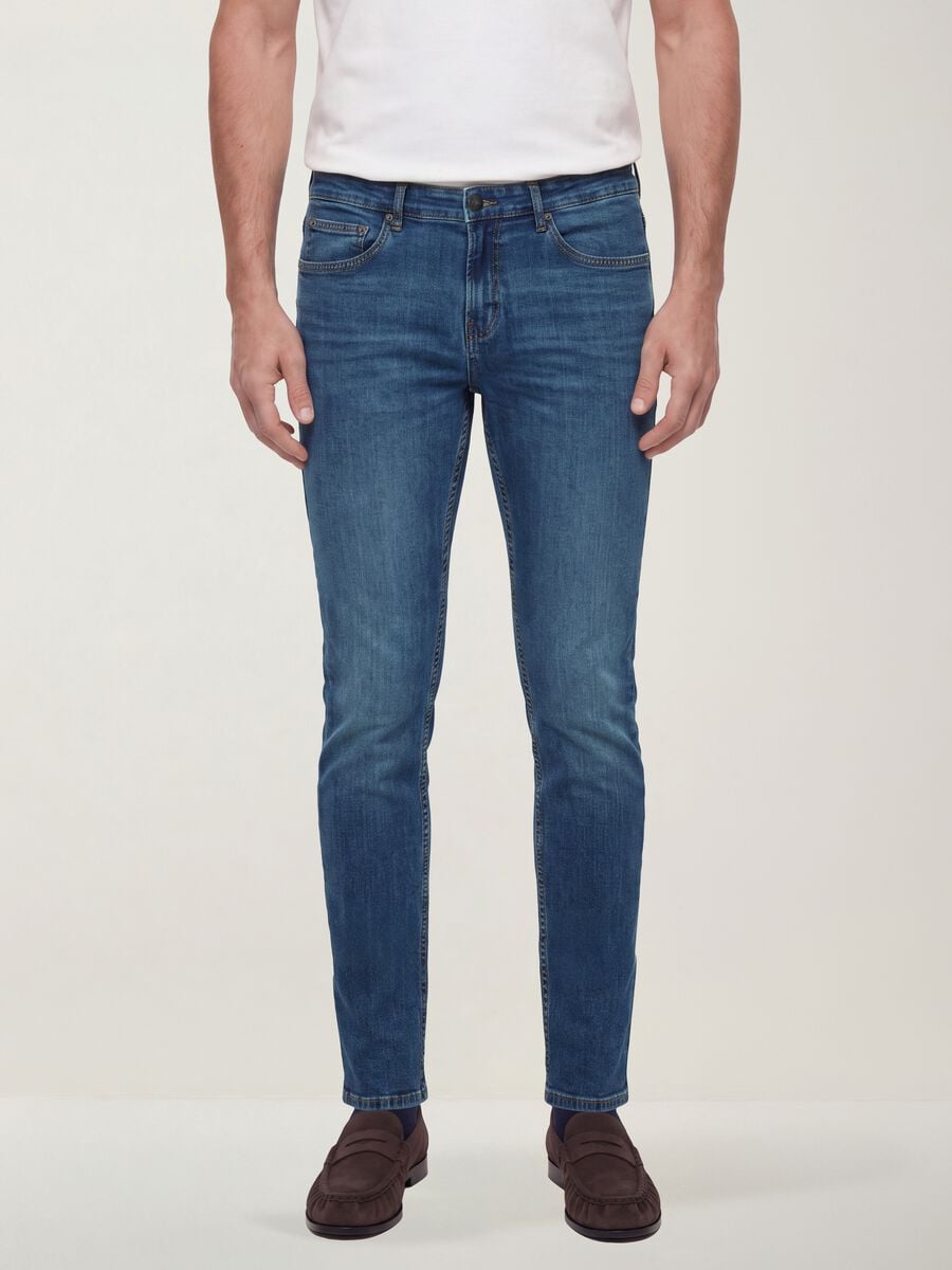 Blue skinny stretch-cotton jeans_1