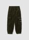 Green pure cotton cargo joggers, relaxed fit_0