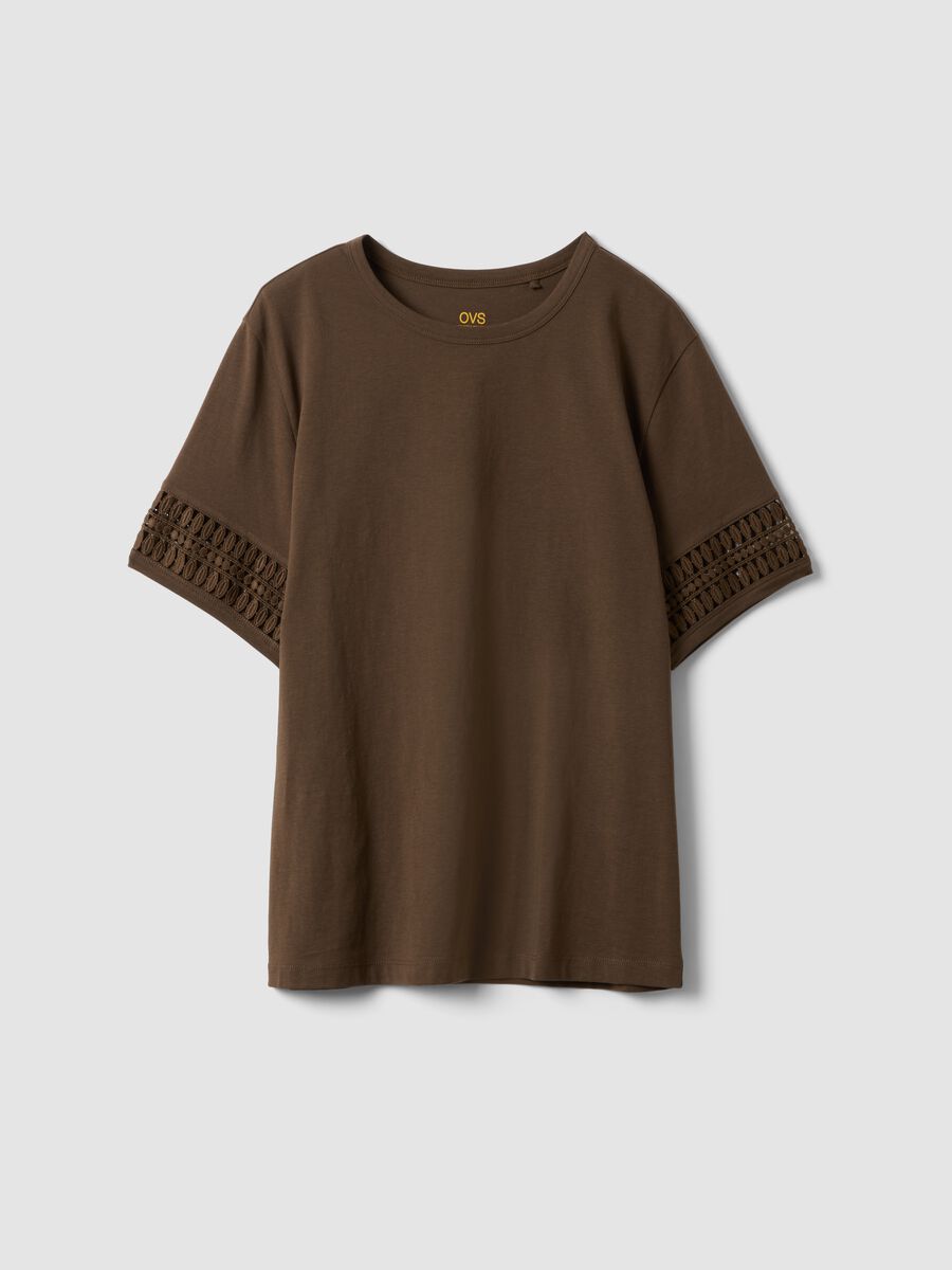 Camiseta marr&oacute;n de algod&oacute;n puro de manga corta_4