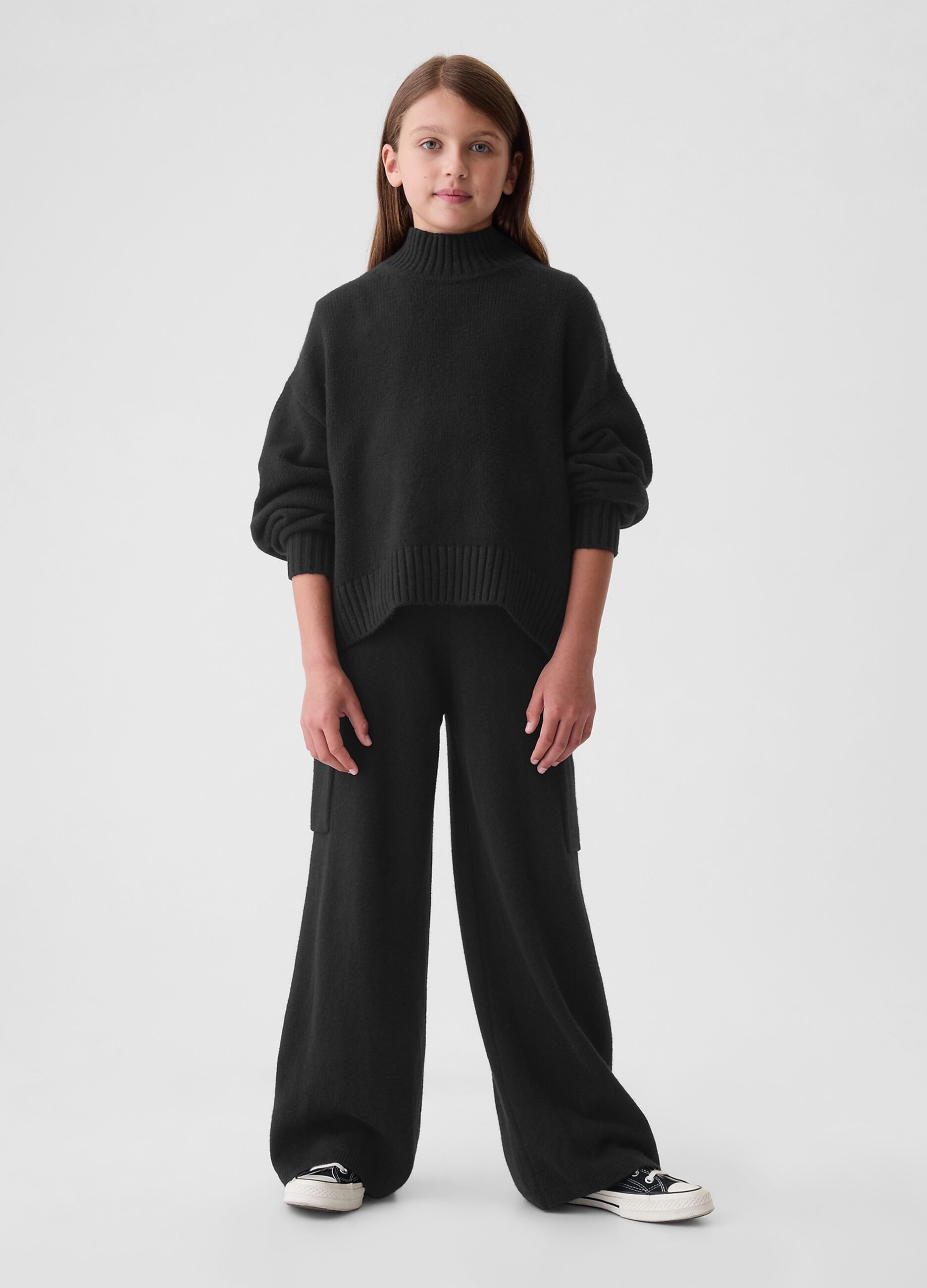Wide-leg knit trousers