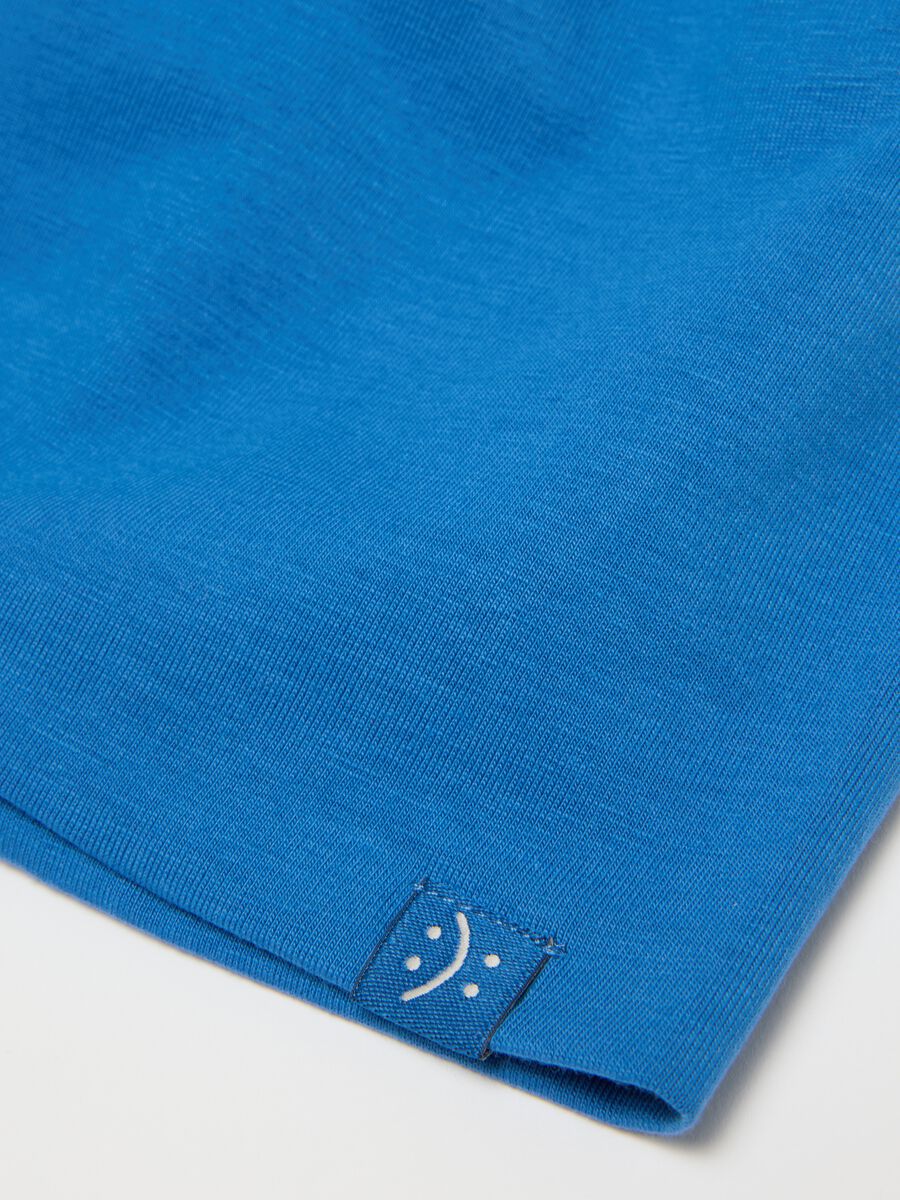 Children's blue stretch cotton hat with comfortable fit_1