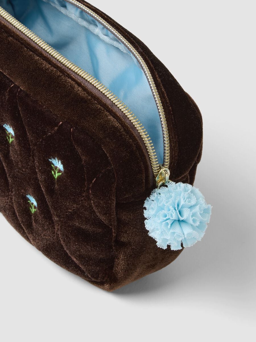 Brown and blue stretch-fabric wash bag_1