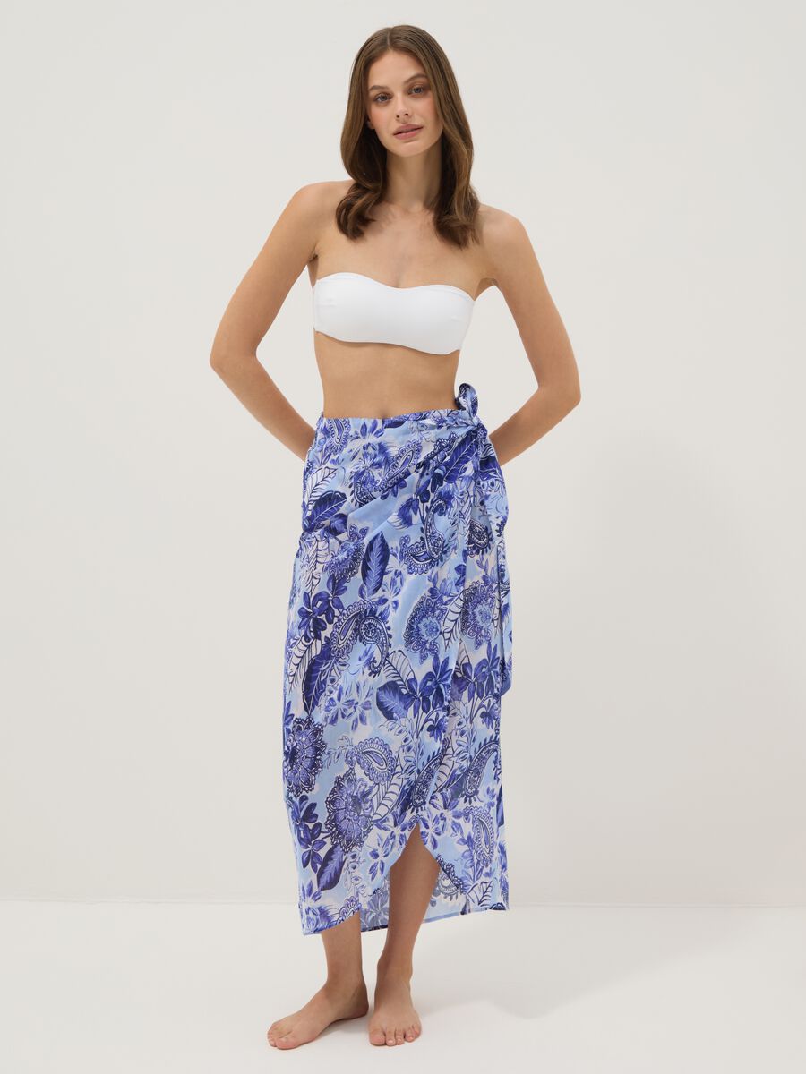 Blauer Strand-Sarong mit Print_0