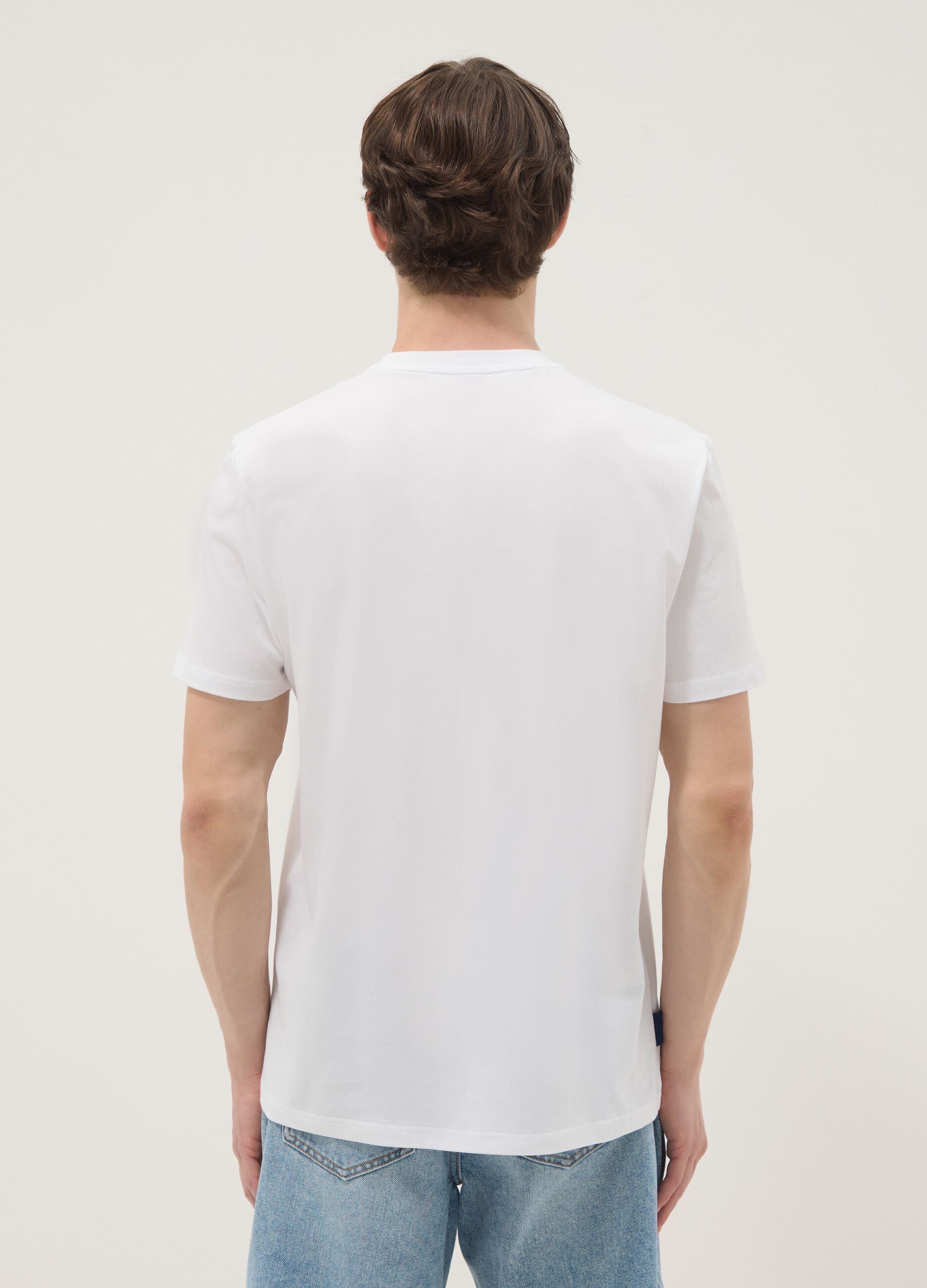 Wei&szlig;es T-Shirt aus reiner Baumwolle mit Print, Regular Fit