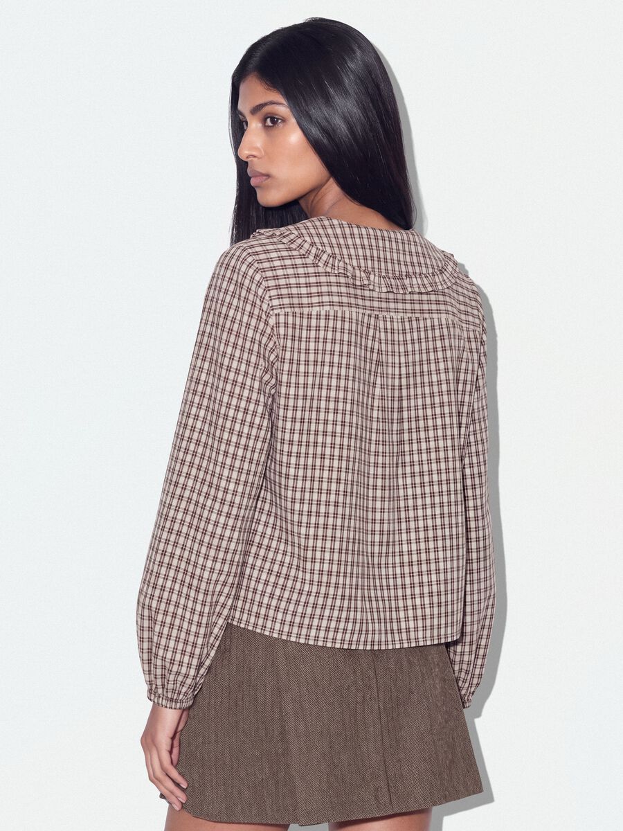 Brown checked cotton-blend poplin shirt_2
