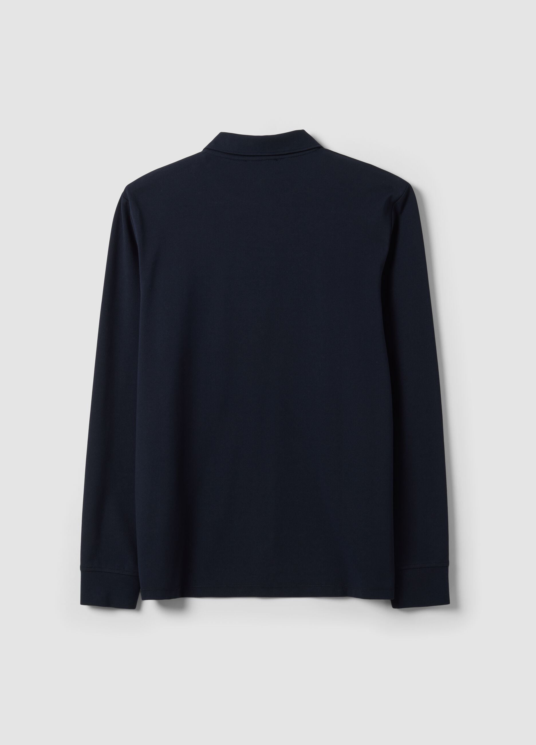 Polo blu in misto cotone piquet elasticizzato Easy dry regular fit
