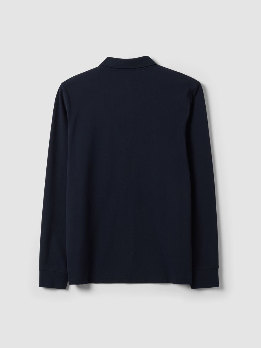 Polo blu in misto cotone piquet elasticizzato Easy dry regular fit_2