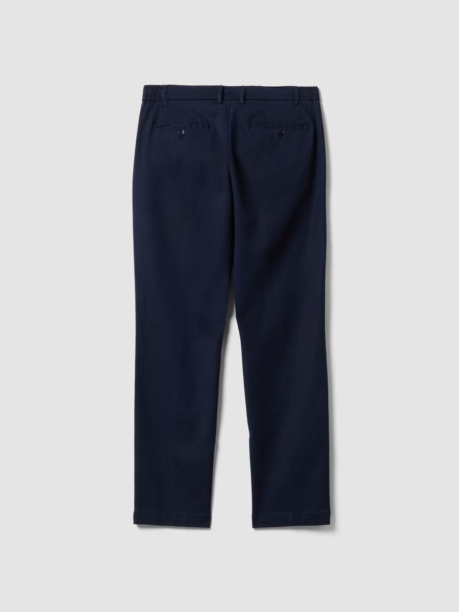 Blue slim-fit chino trousers in lyocell and stretch cotton_6