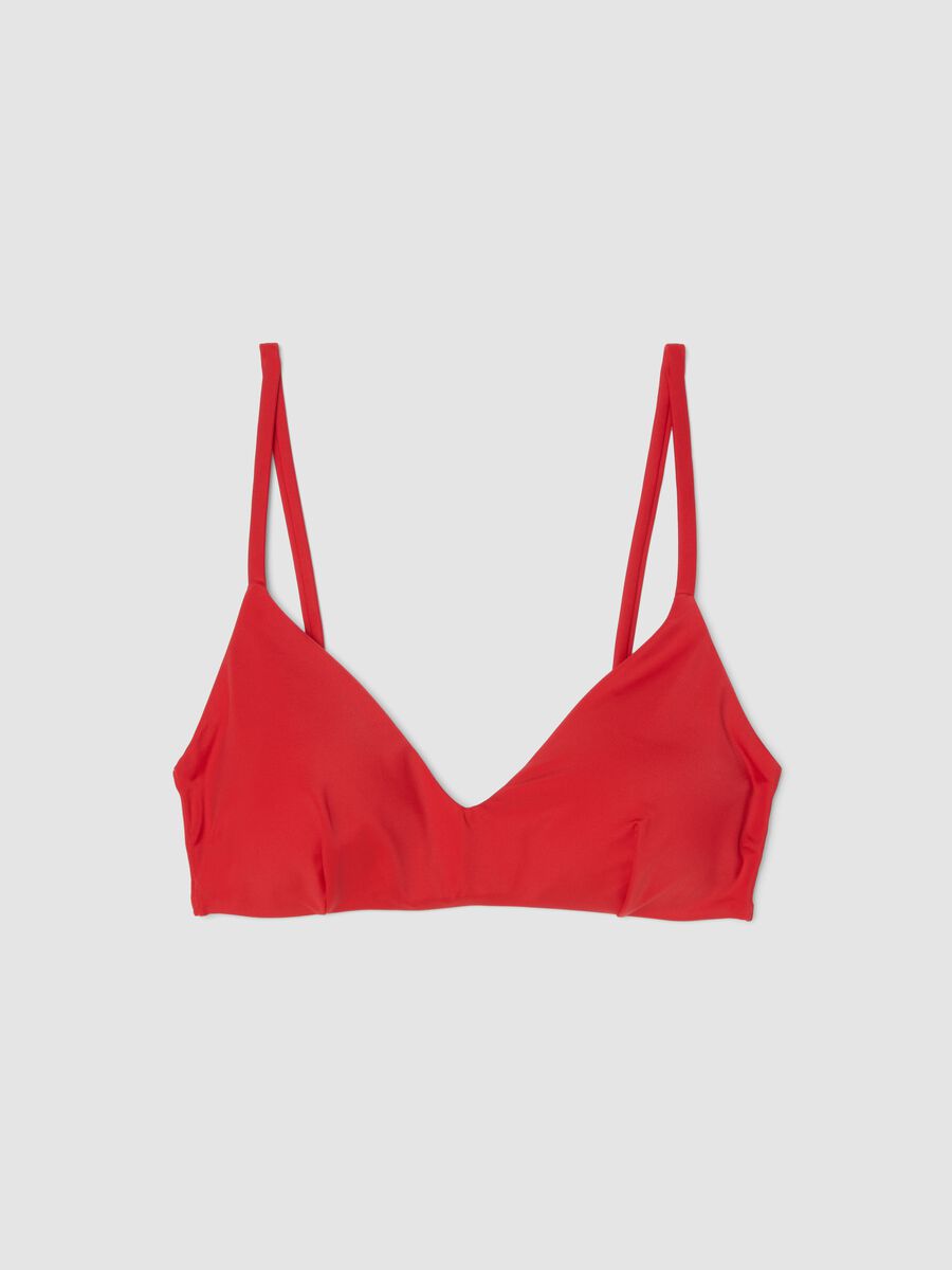 Red triangle bikini top in stretch fabric_0