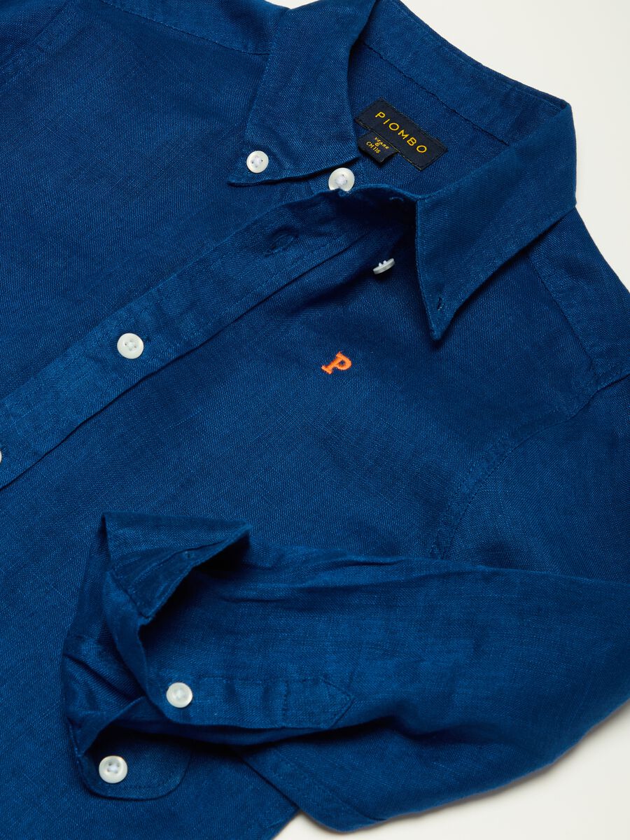 Linen shirt with logo embroidery_5