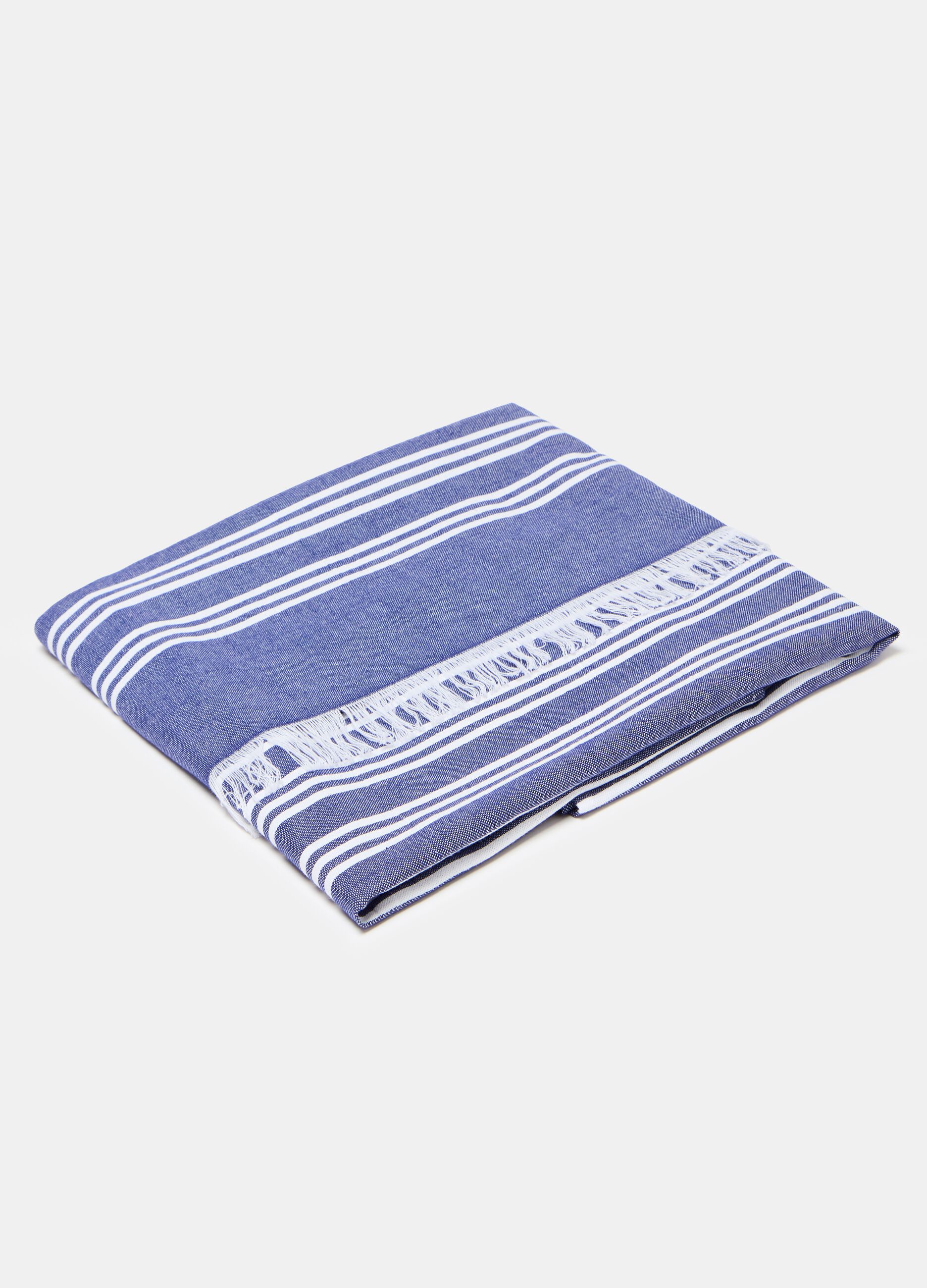 Striped beach towel with fringing