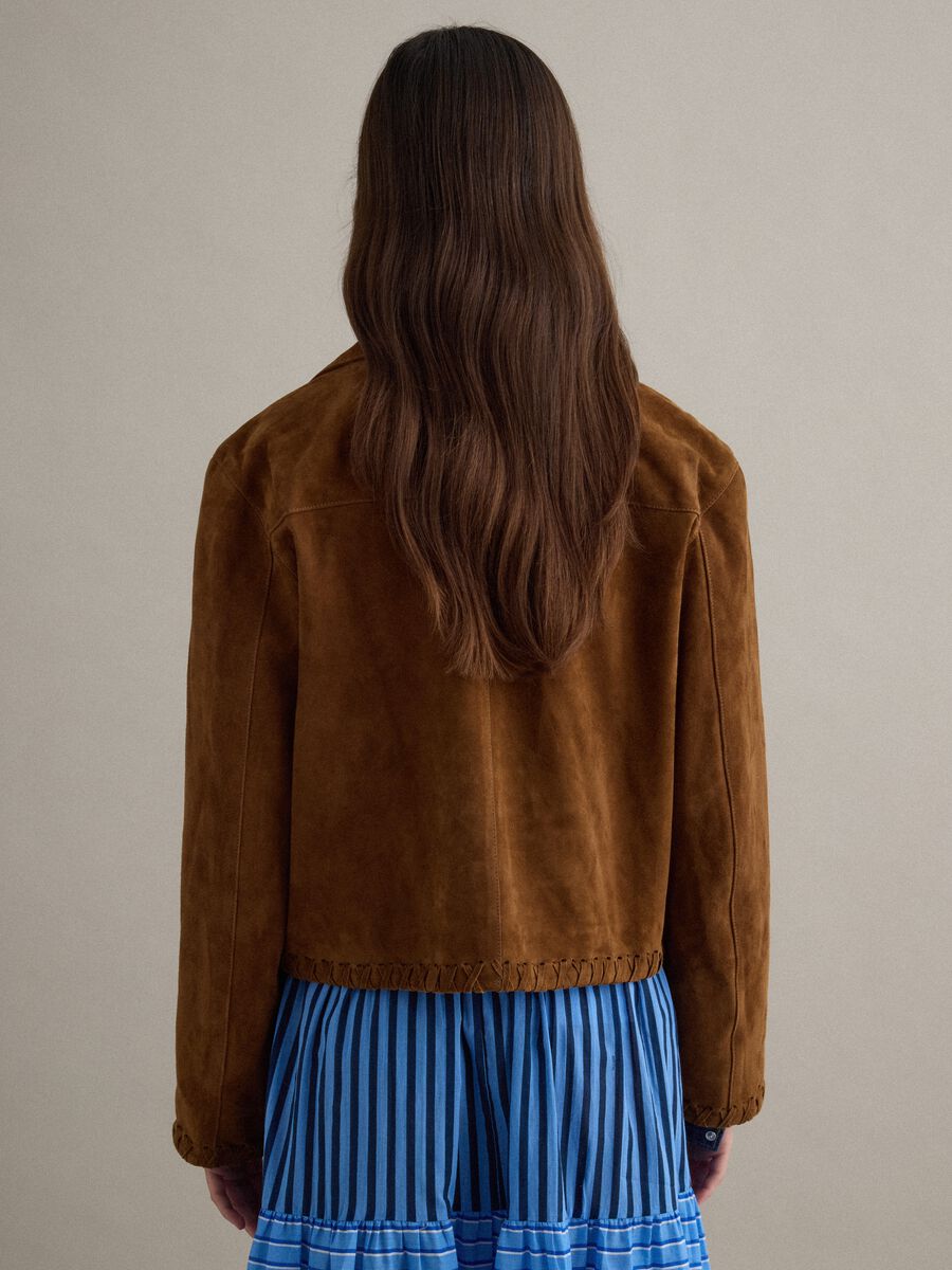 Brown Regular Fit Genuine Leather Blazer_2