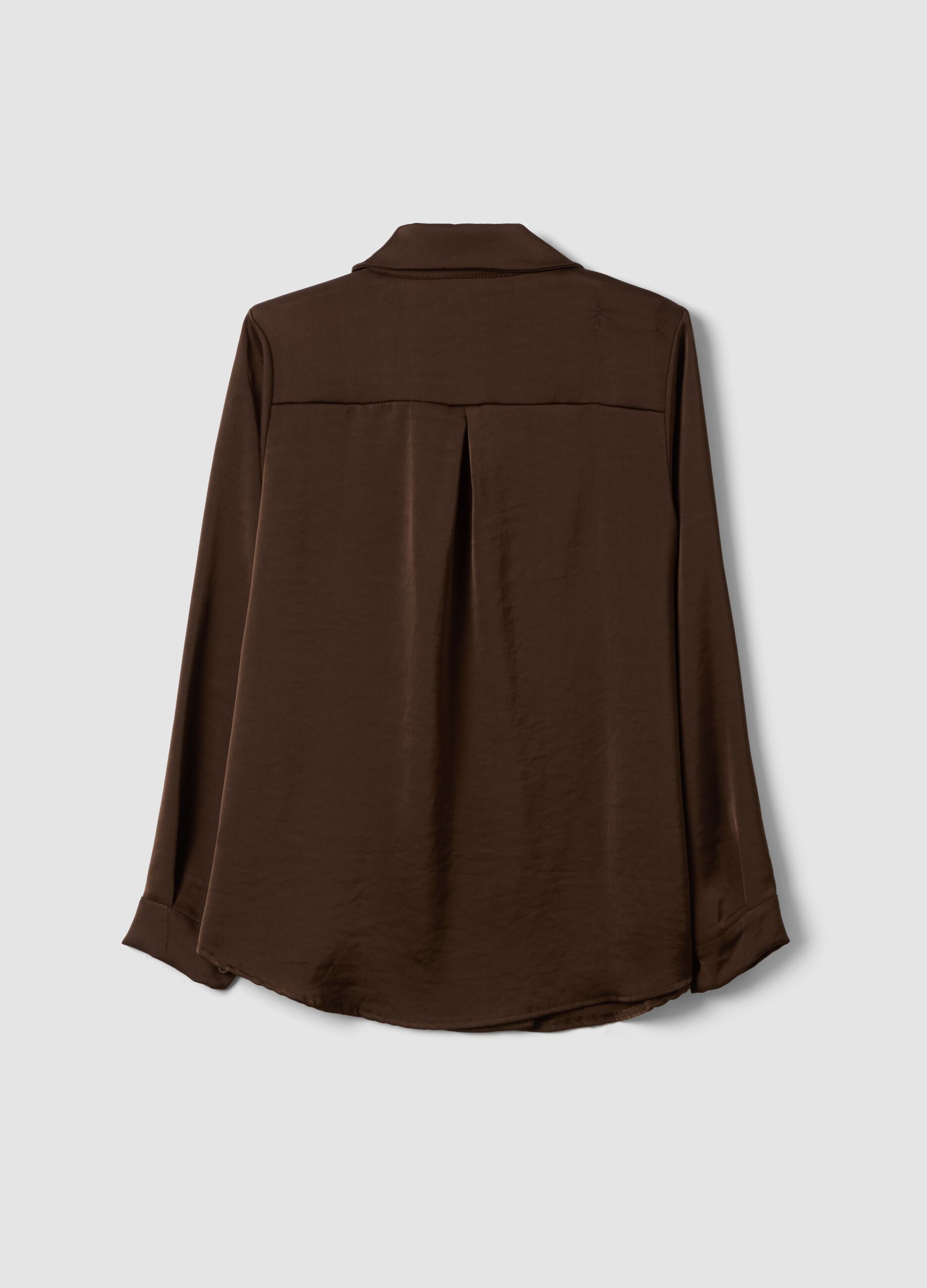 Braune Regular-Fit-Hemdbluse mit klassischem Kragen