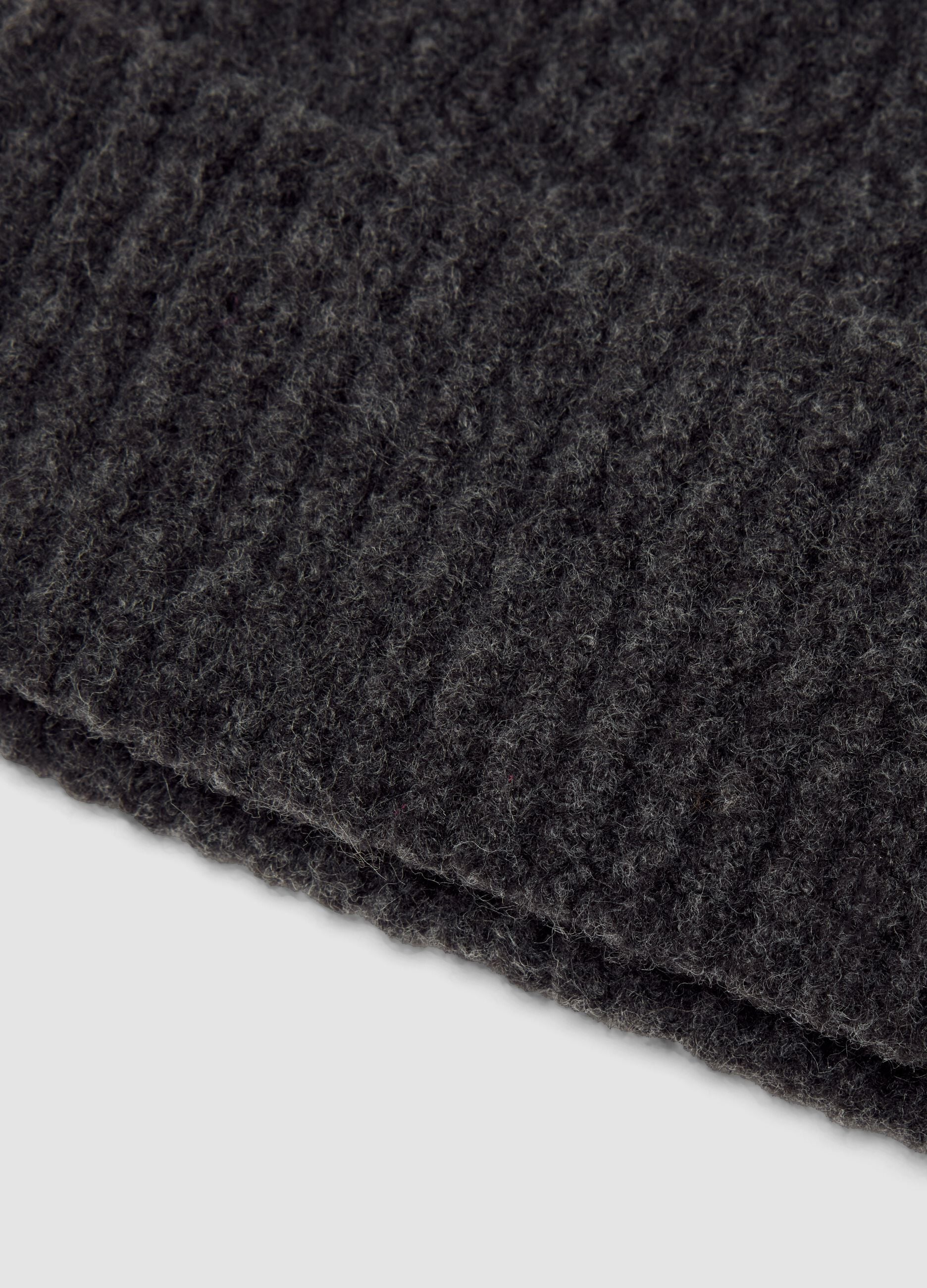 Grey ribbed stretch wool beanie