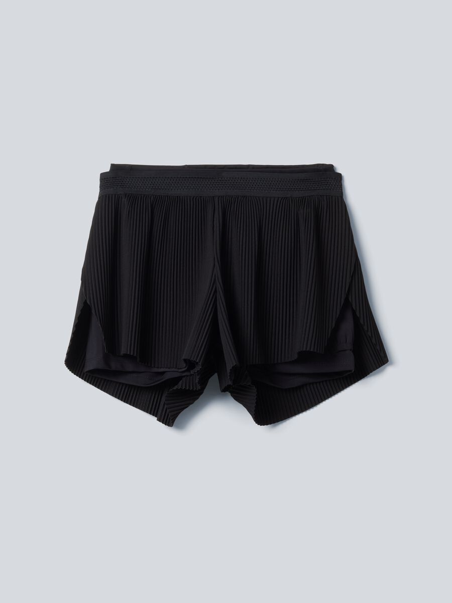 Schwarze plissierte Sportshorts ALTAVIA COURT aus Stretchmaterial mit herausnehmbarer Innenhose_4