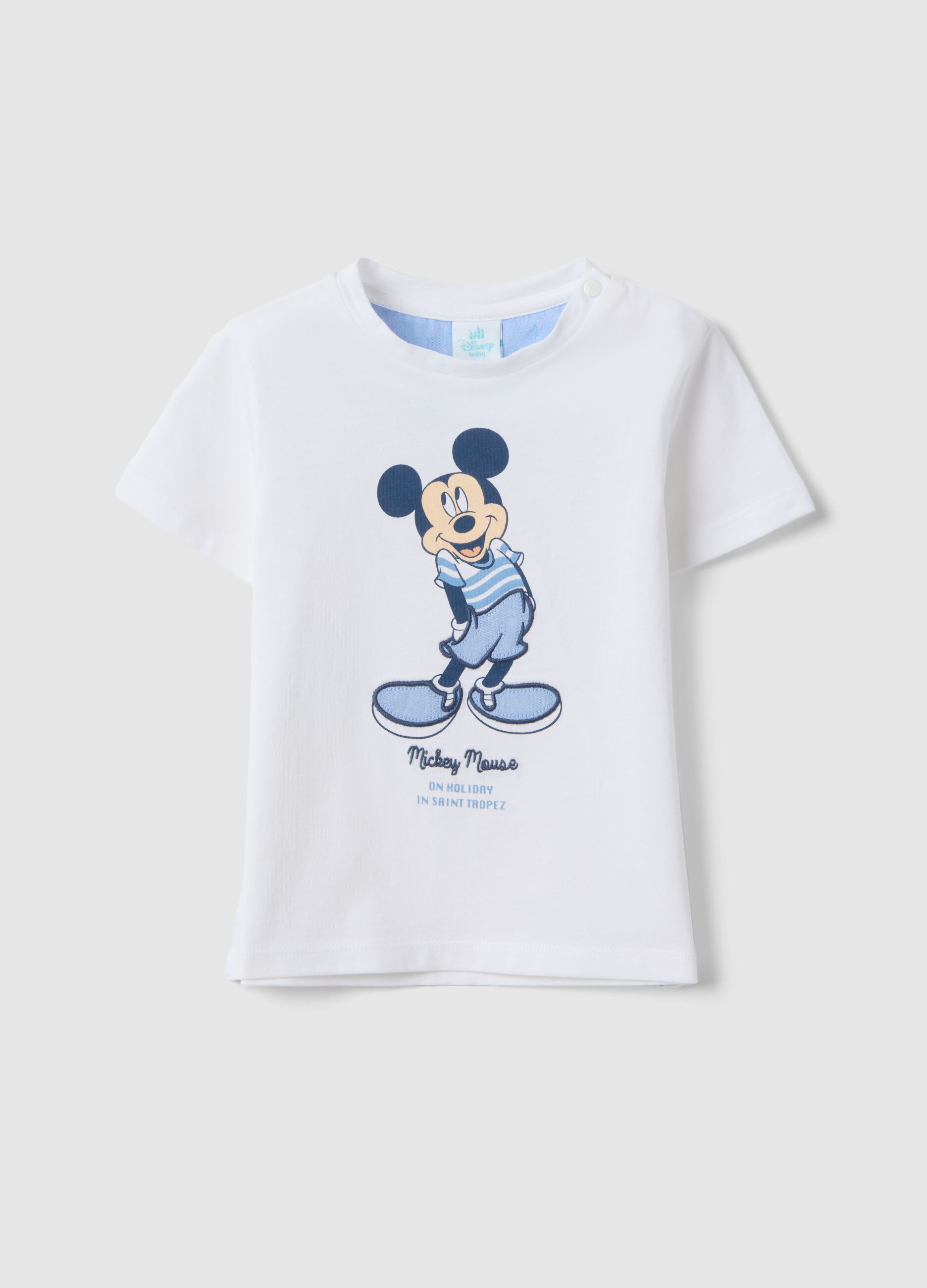 T-shirt in puro cotone bianca da bimbo regular fit con Topolino