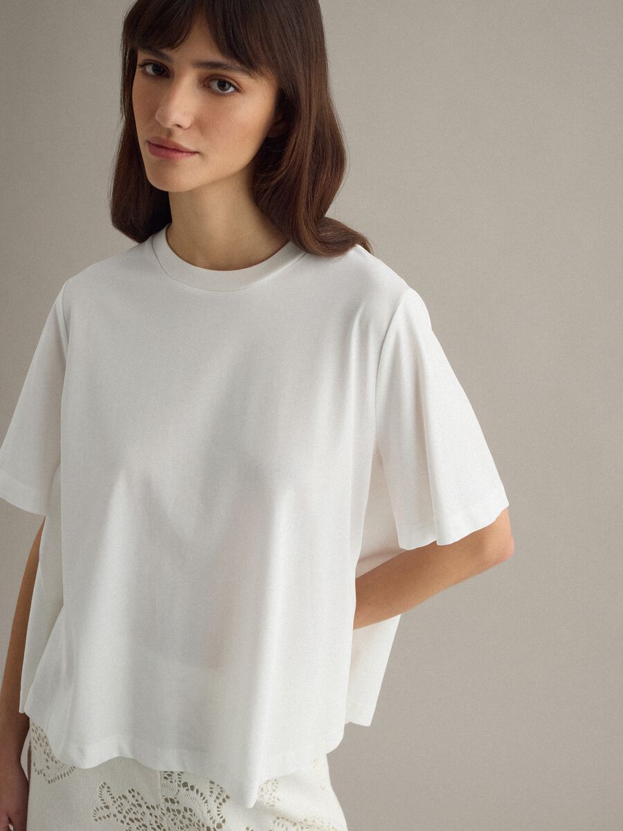 White cotton blend short-sleeve t-shirt regular fit_0