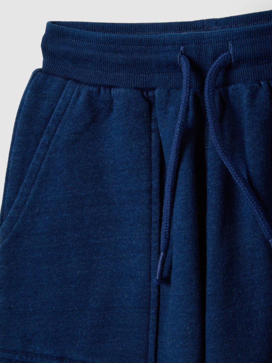 Children's blue cotton blend regular fit shorts_2