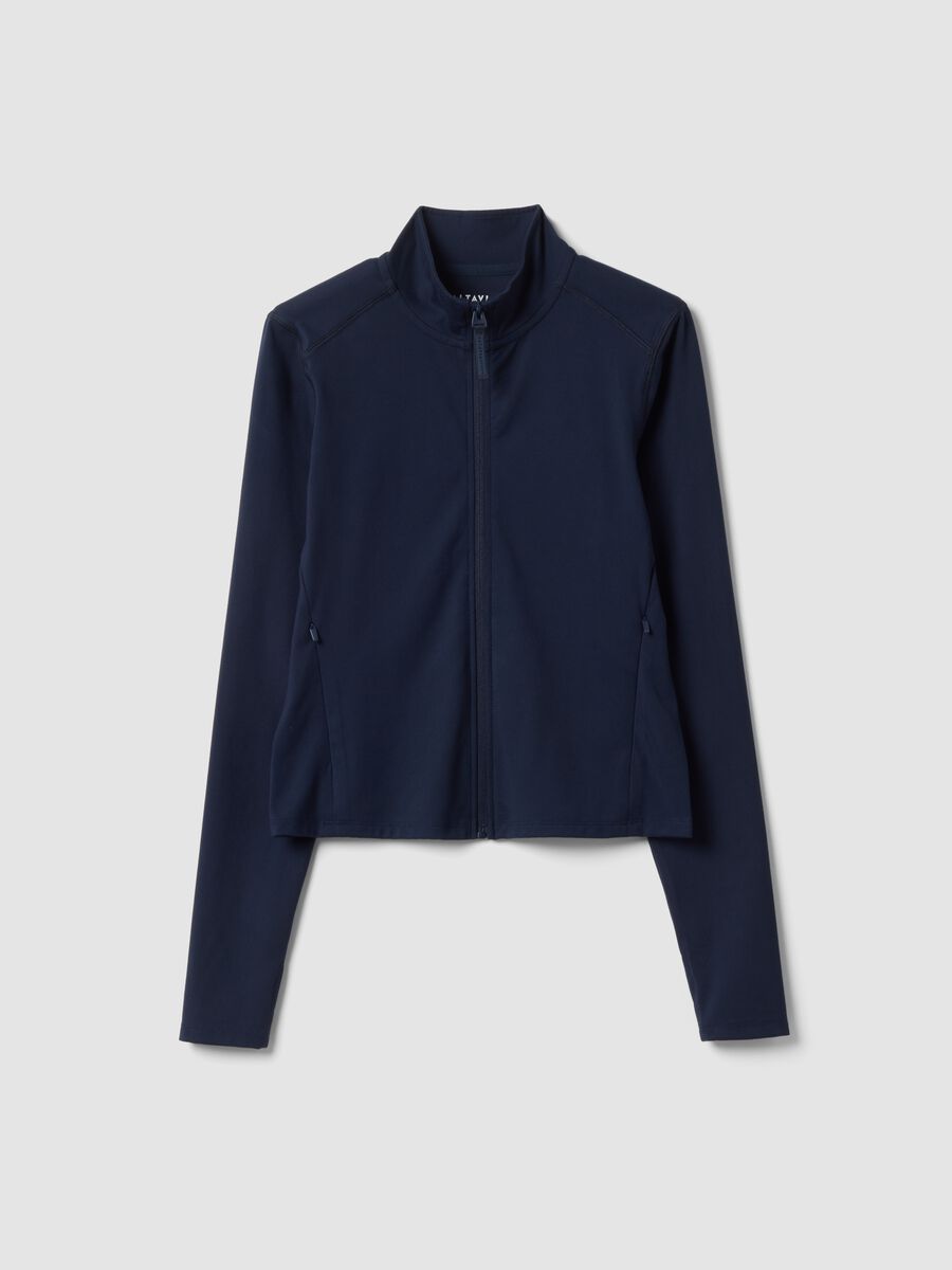 Blaue Full-Zip Jacke in Stretchgewebe, fitted &ndash; ALTAVIA STUDIO_6