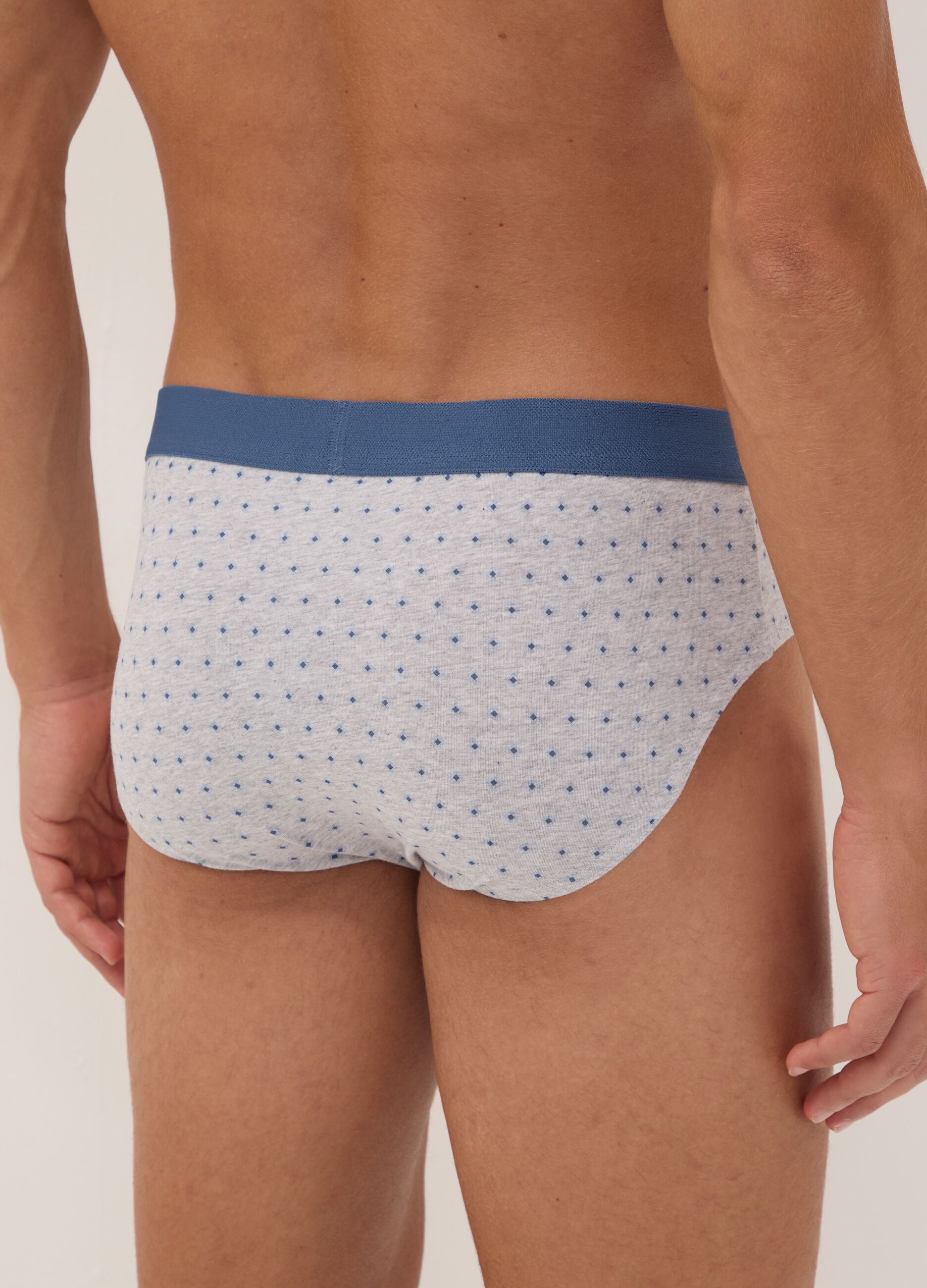 3er-Pack Slips in Hellblau und Weiss aus elastischer Bio-Baumwolle