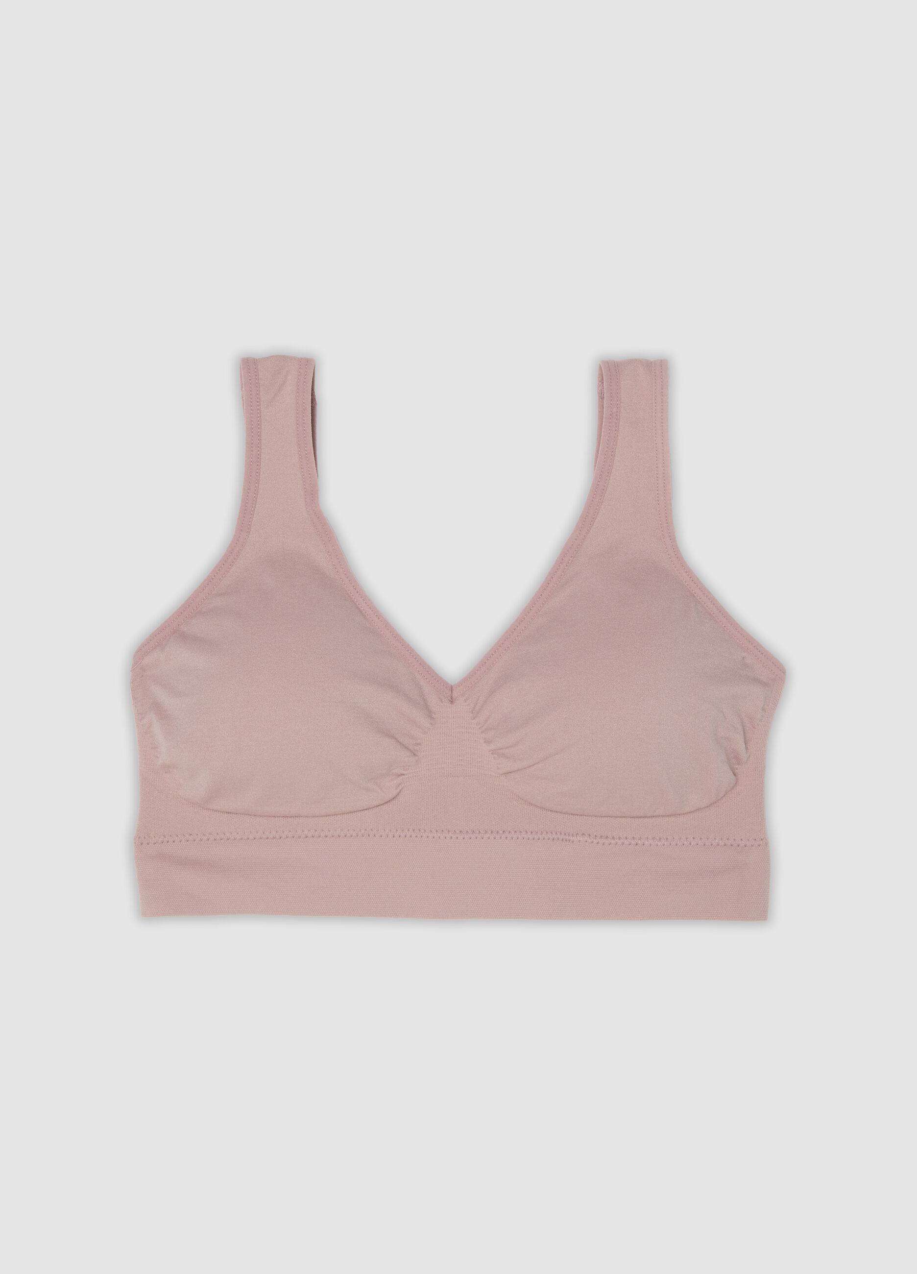 Pink stretch-fabric bra with removable padding