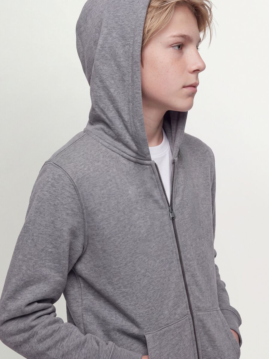 Grey hoodie in pure organic cotton, regular fit_2