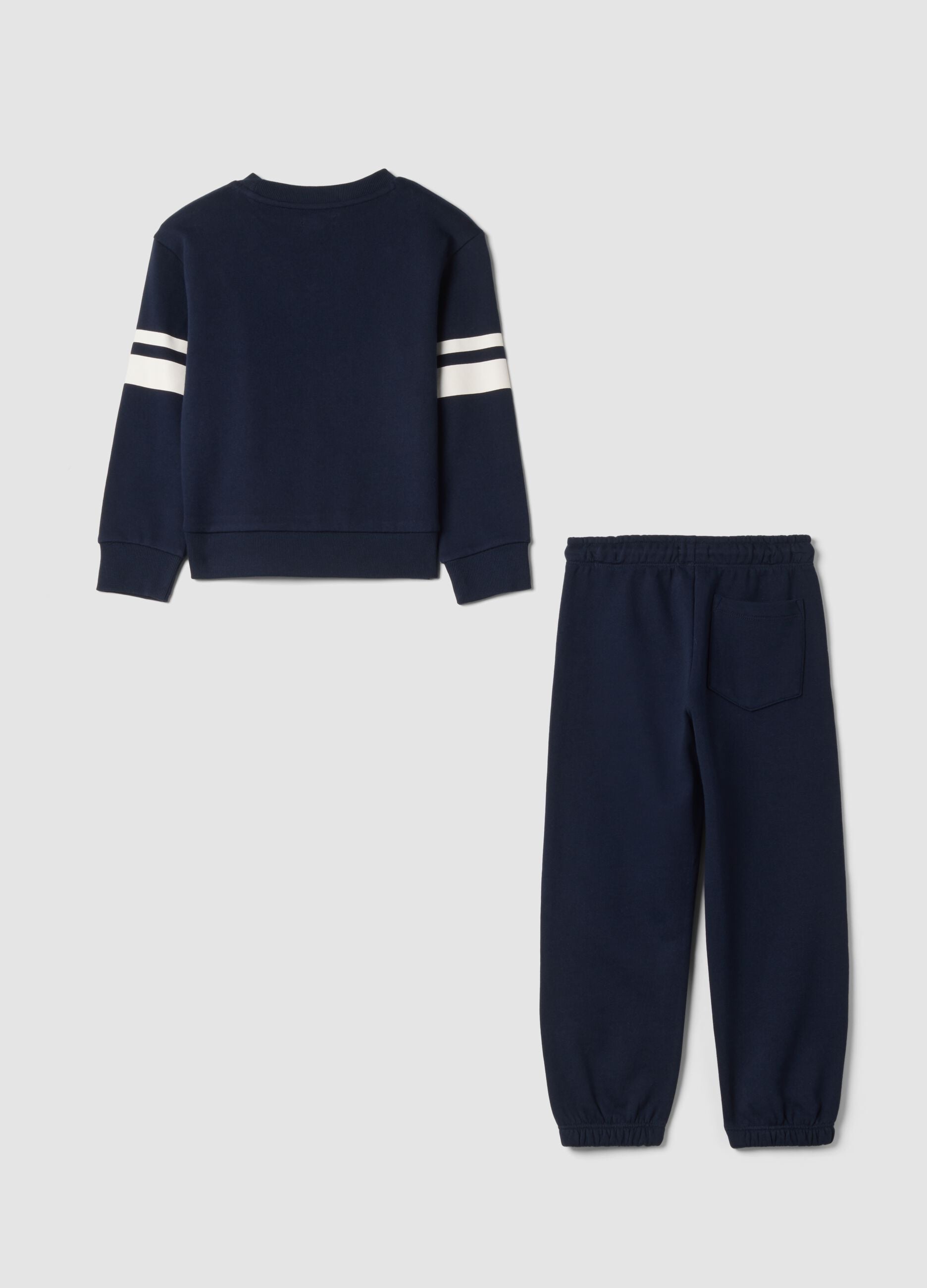 Tuta jogging blu in puro cotone con girocollo