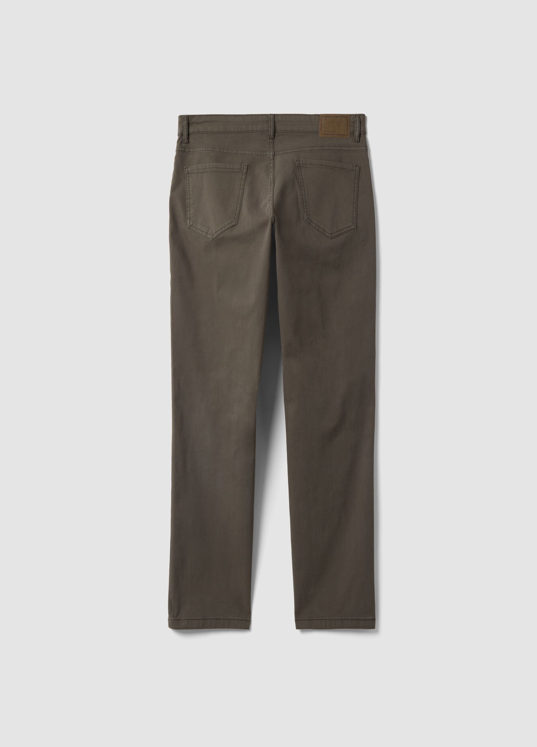Grey stretch cotton five-pocket trousers
