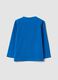Blaues Langarm-T-Shirt aus elastischer Bio-Baumwolle mit Rundhalsausschnitt_1