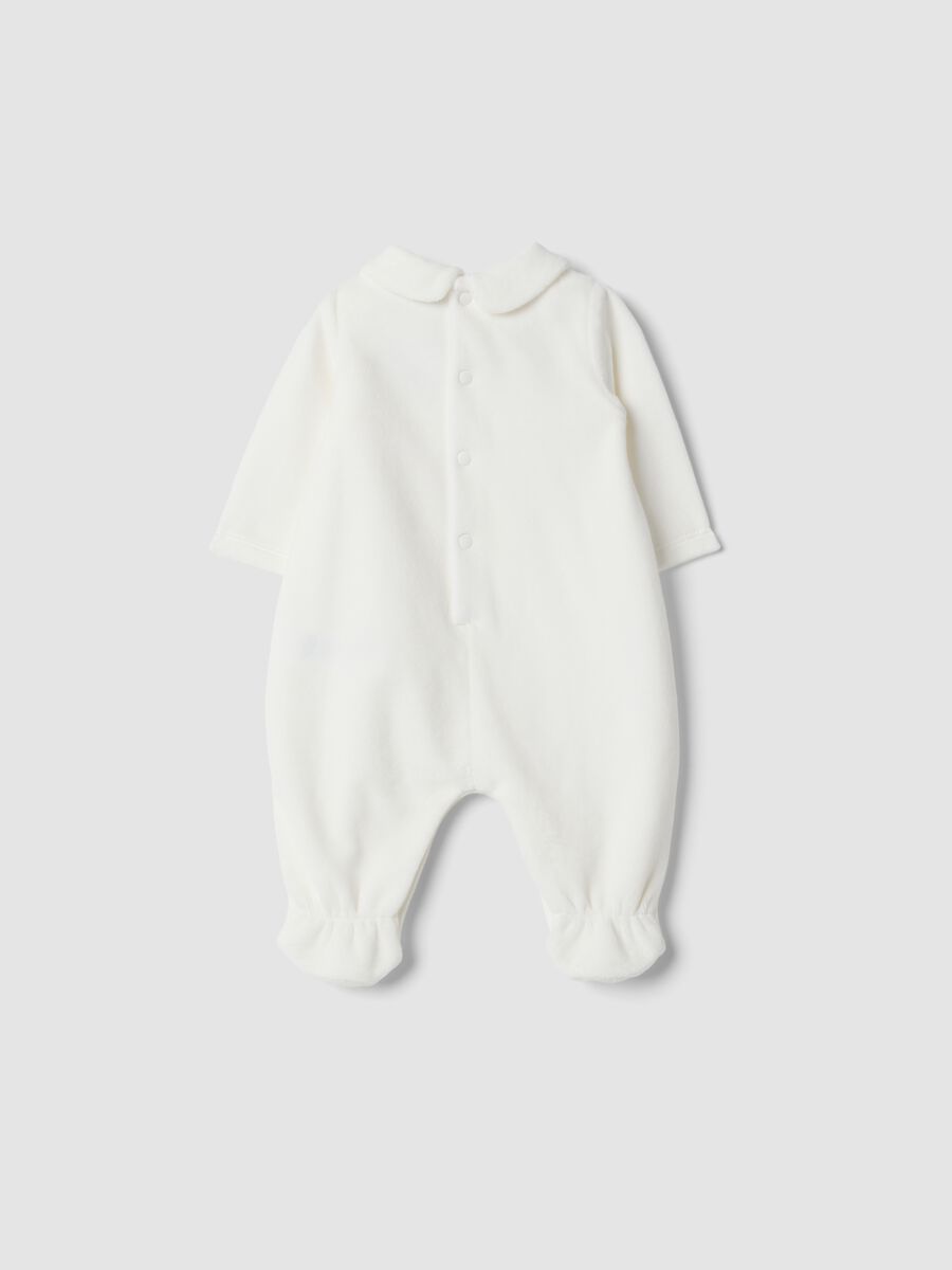 Off-white organic cotton blend sleepsuit with collar_1