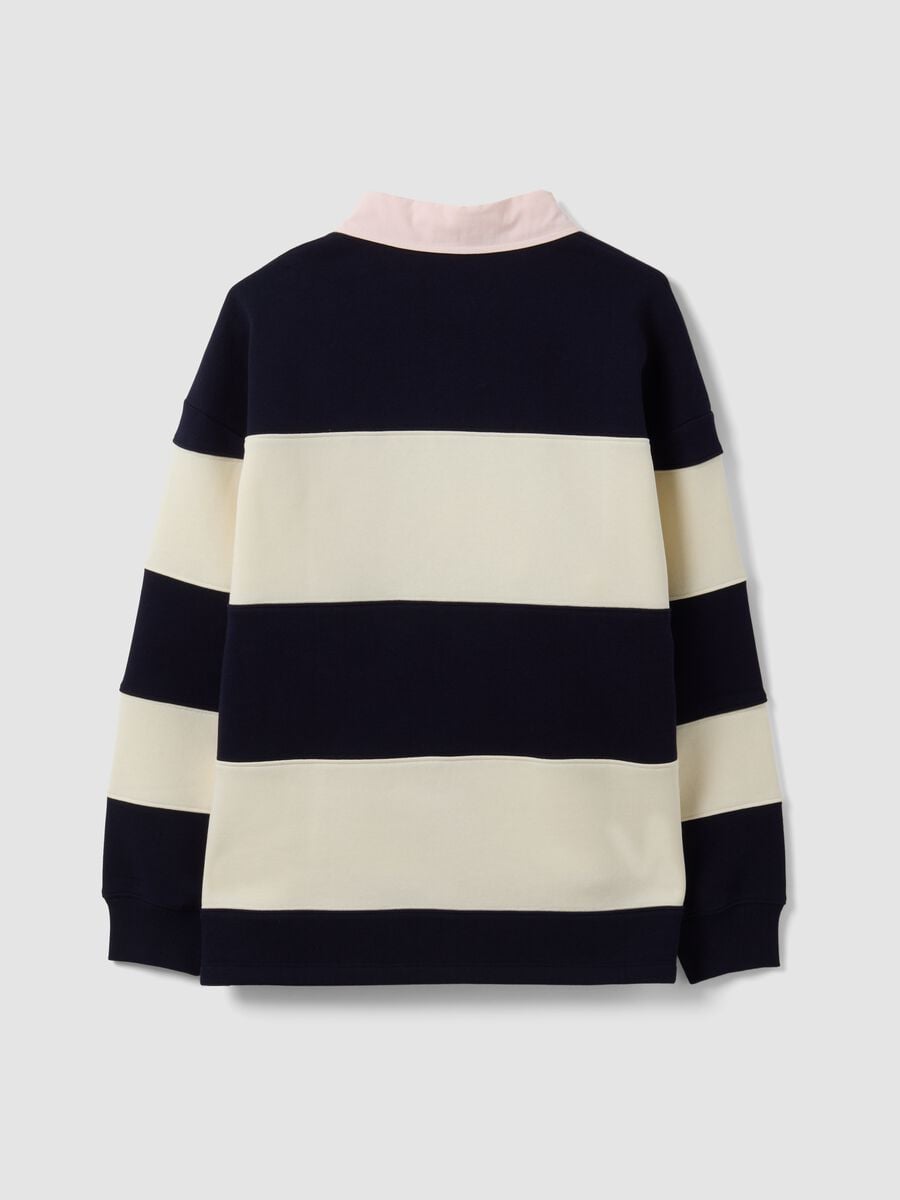 Blue striped cotton-blend sweatshirt with collar, relaxed fit_2