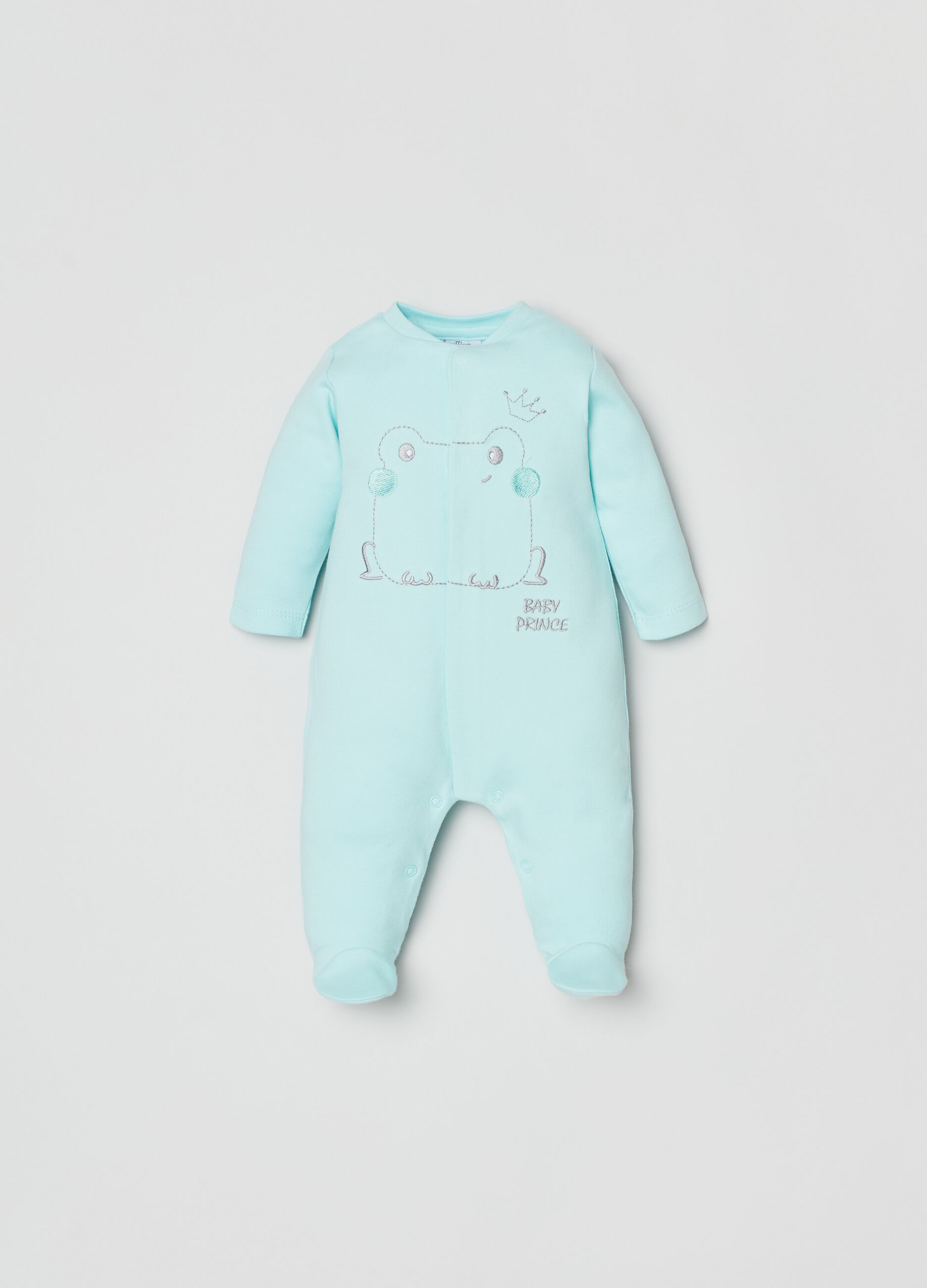 Onesie with frog prince embroidery