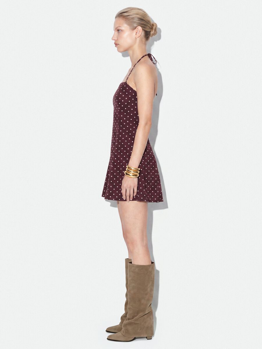 Brown polka-dot dress in viscose blend_2