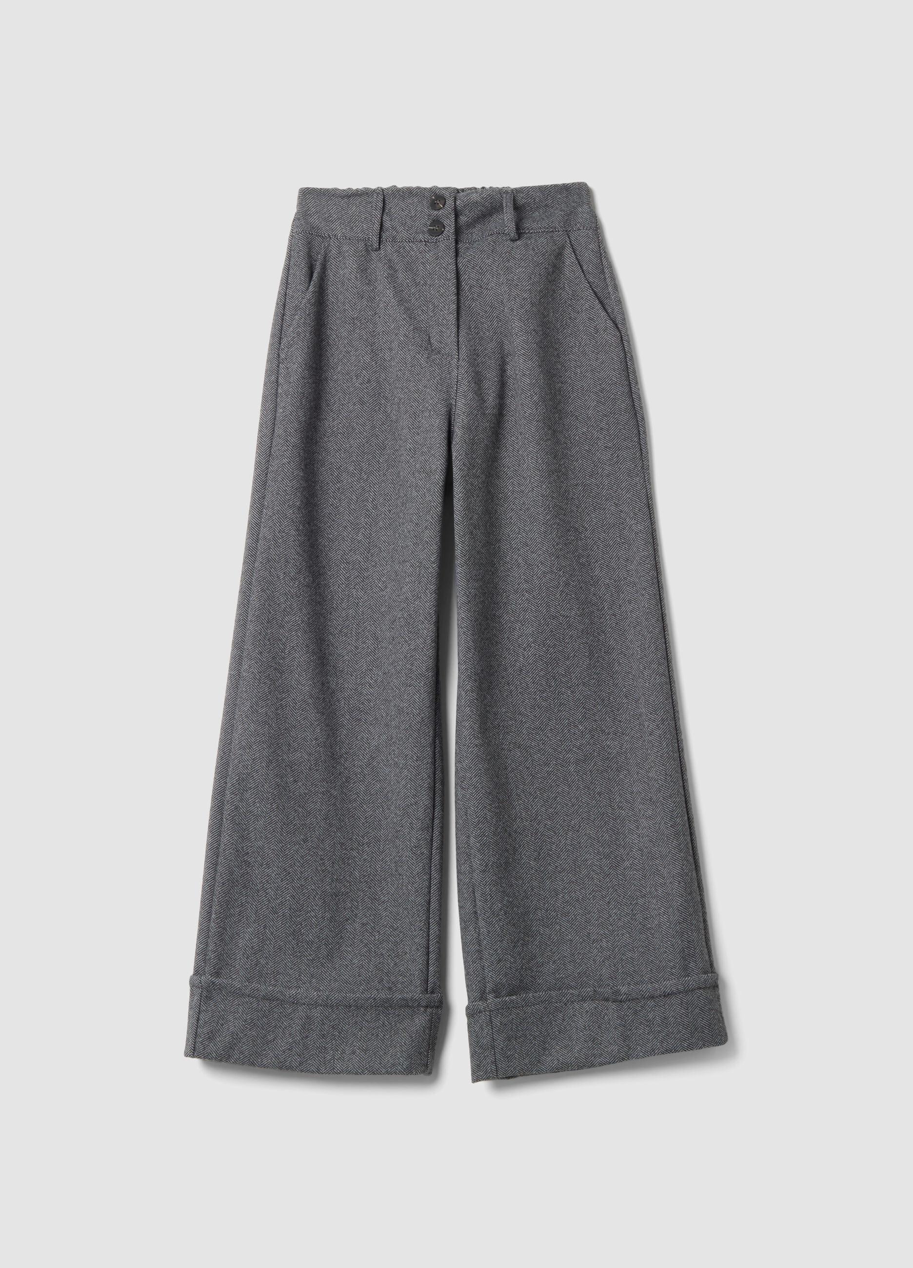 Graue Regular-Fit-Hose mit weitem Bein