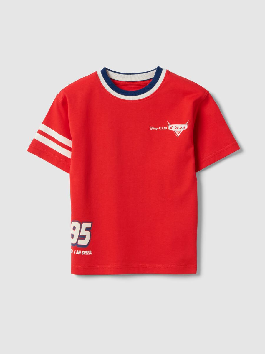 T-shirt enfant rouge en pur coton avec imprim&eacute; Cars, coupe oversize_0